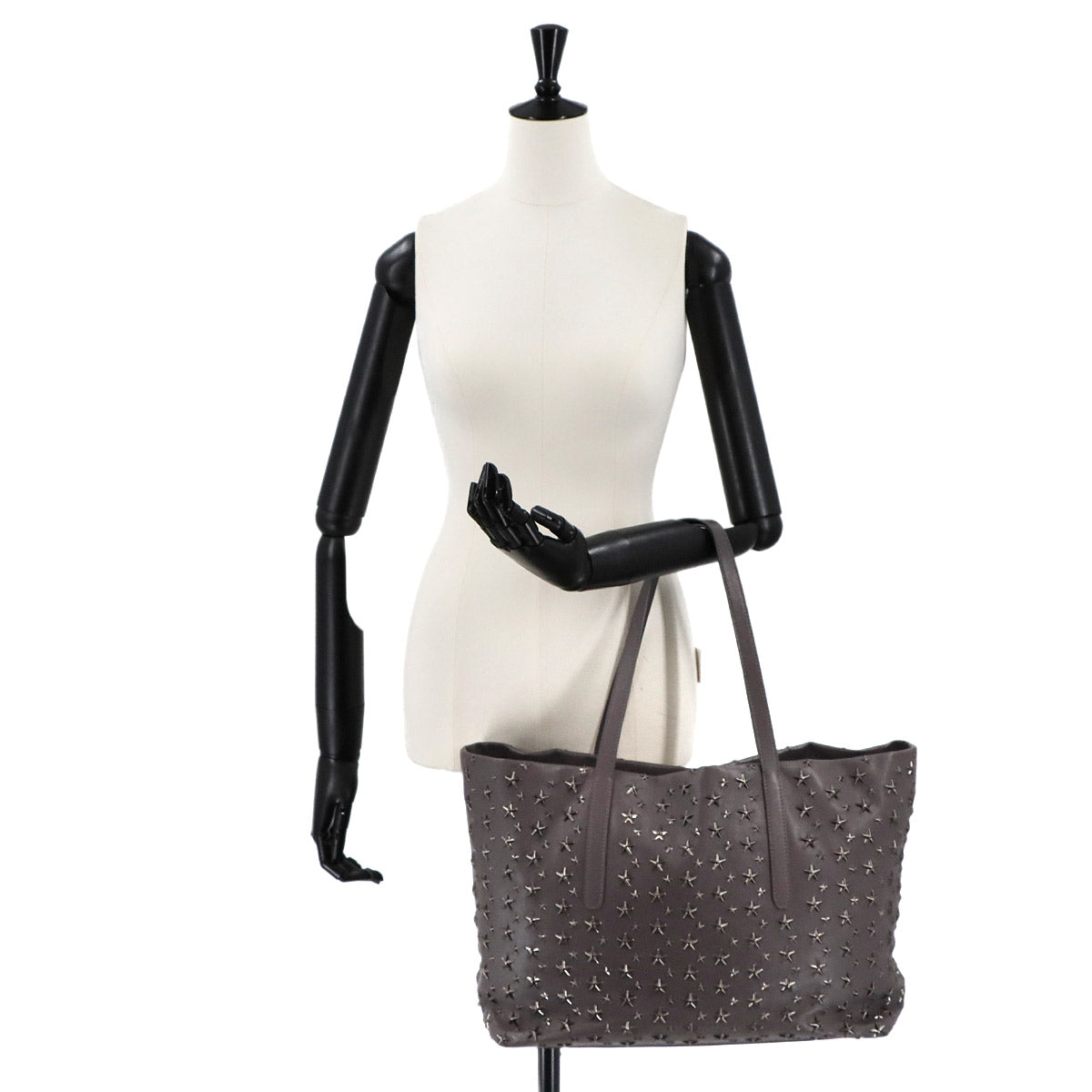 Pimlico Tote Bag Star Studs Leather Grey Purse