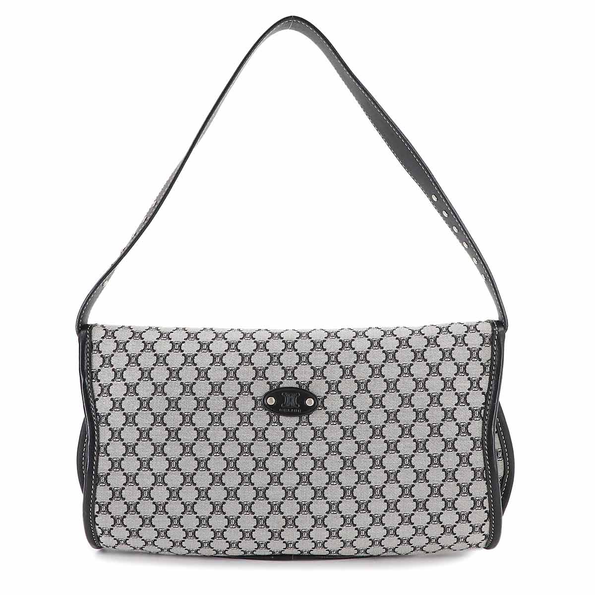 Macadam Shoulder Bag Canvas Leather Gray Black Vintage