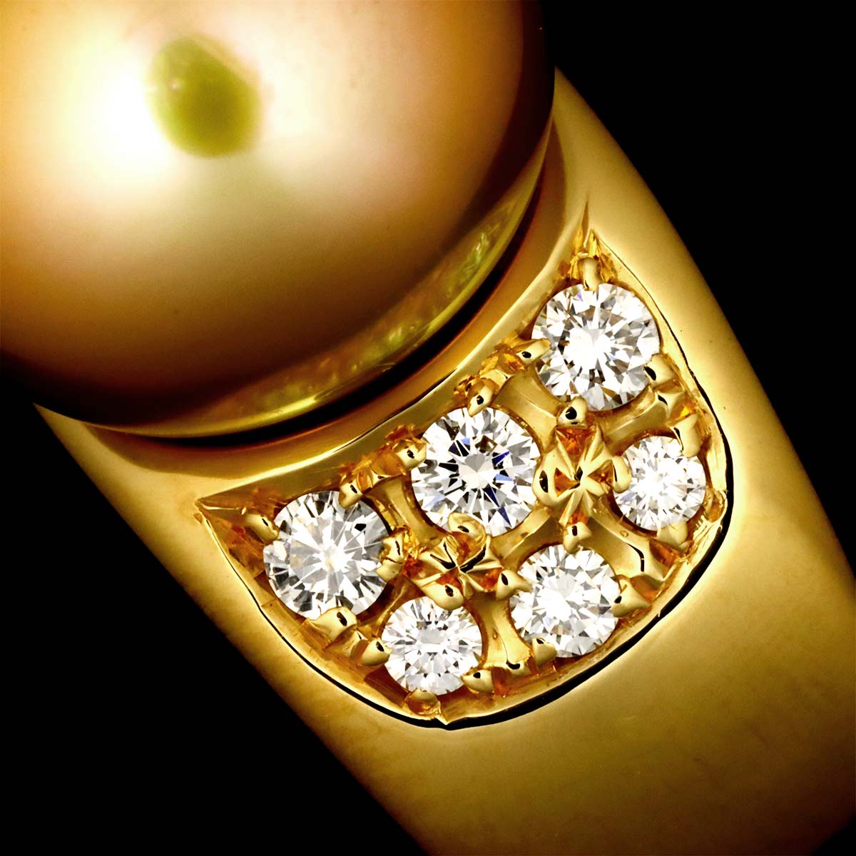 South Sea pearl 12.0mm Diamond 0.18ct Ring 18K YG 750 4.75-5(US)