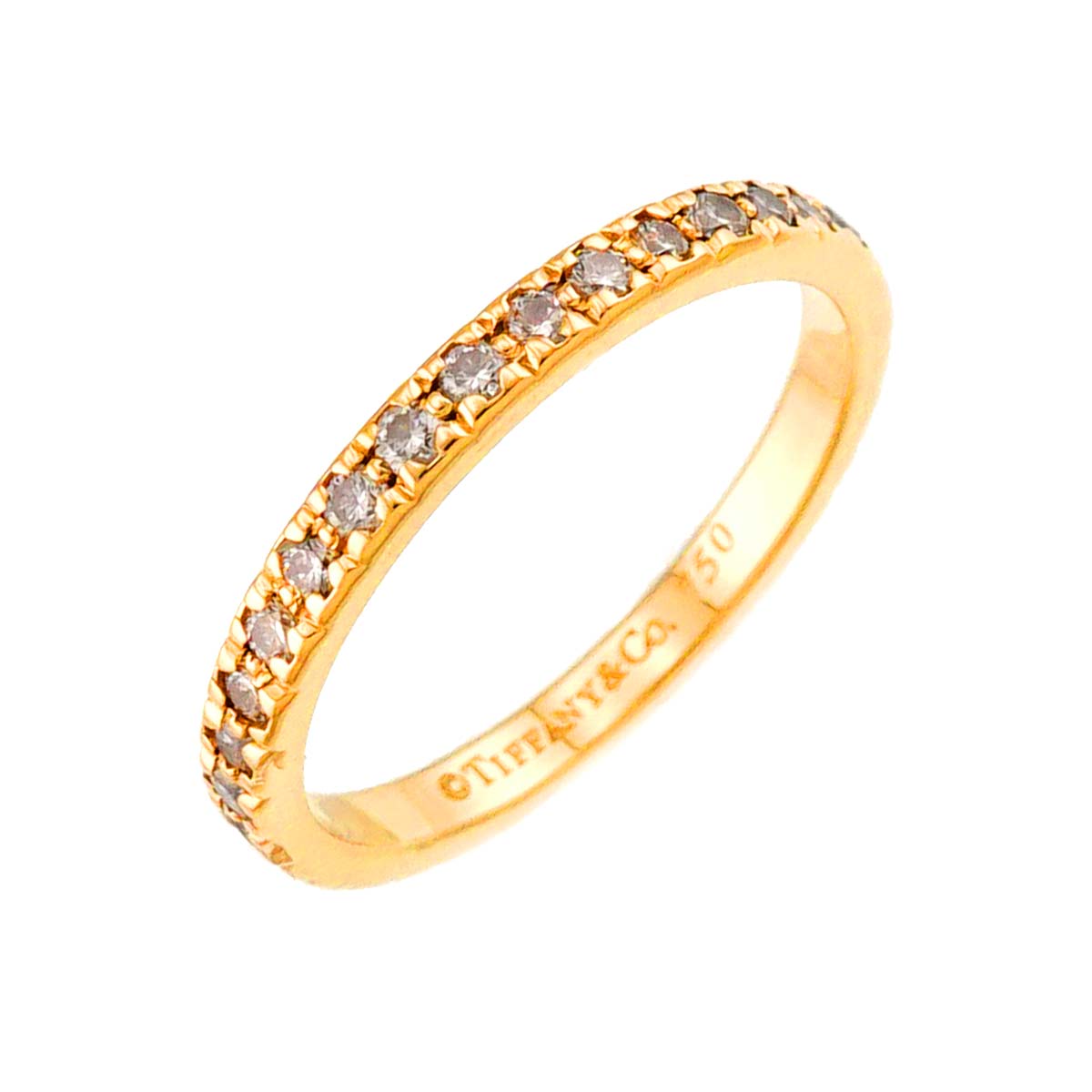 Full Diamond Ring 18K YG 750 Size4.5(US)
