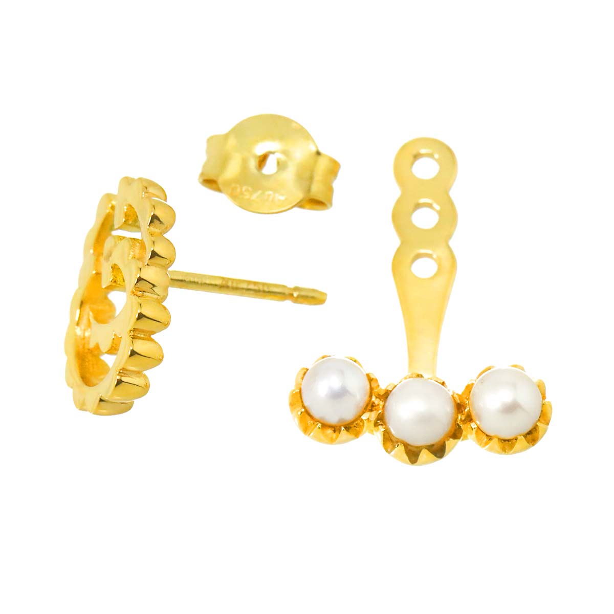GG Logo Baby Pearl Earring Pierced 18K YG One Piece only