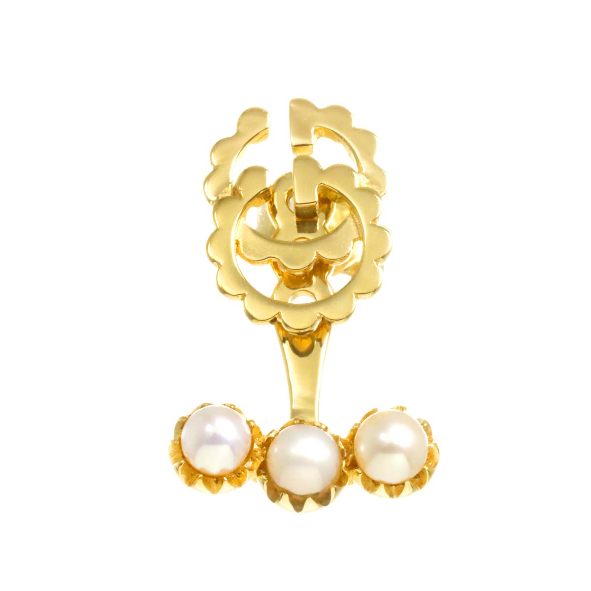GG Logo Baby Pearl Earring Pierced 18K YG One Piece only