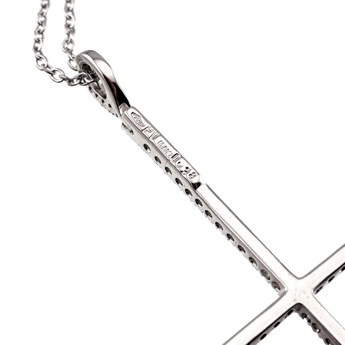 Cross motif Diamond 0.38ct Necklace 18K White Gold 750