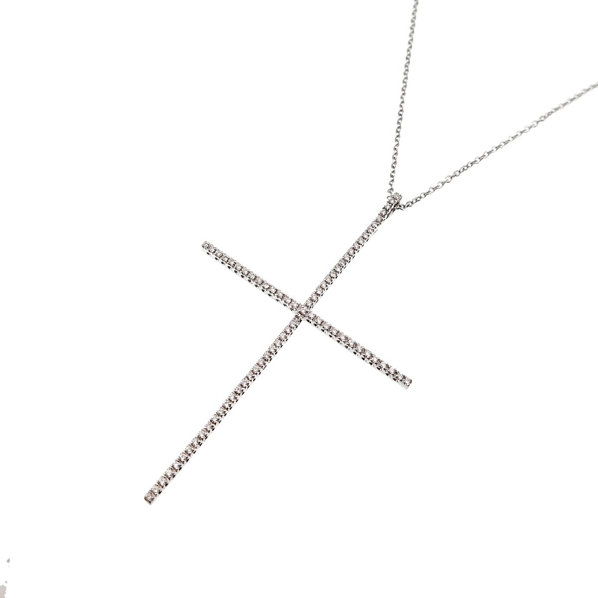 Cross motif Diamond 0.38ct Necklace 18K White Gold 750