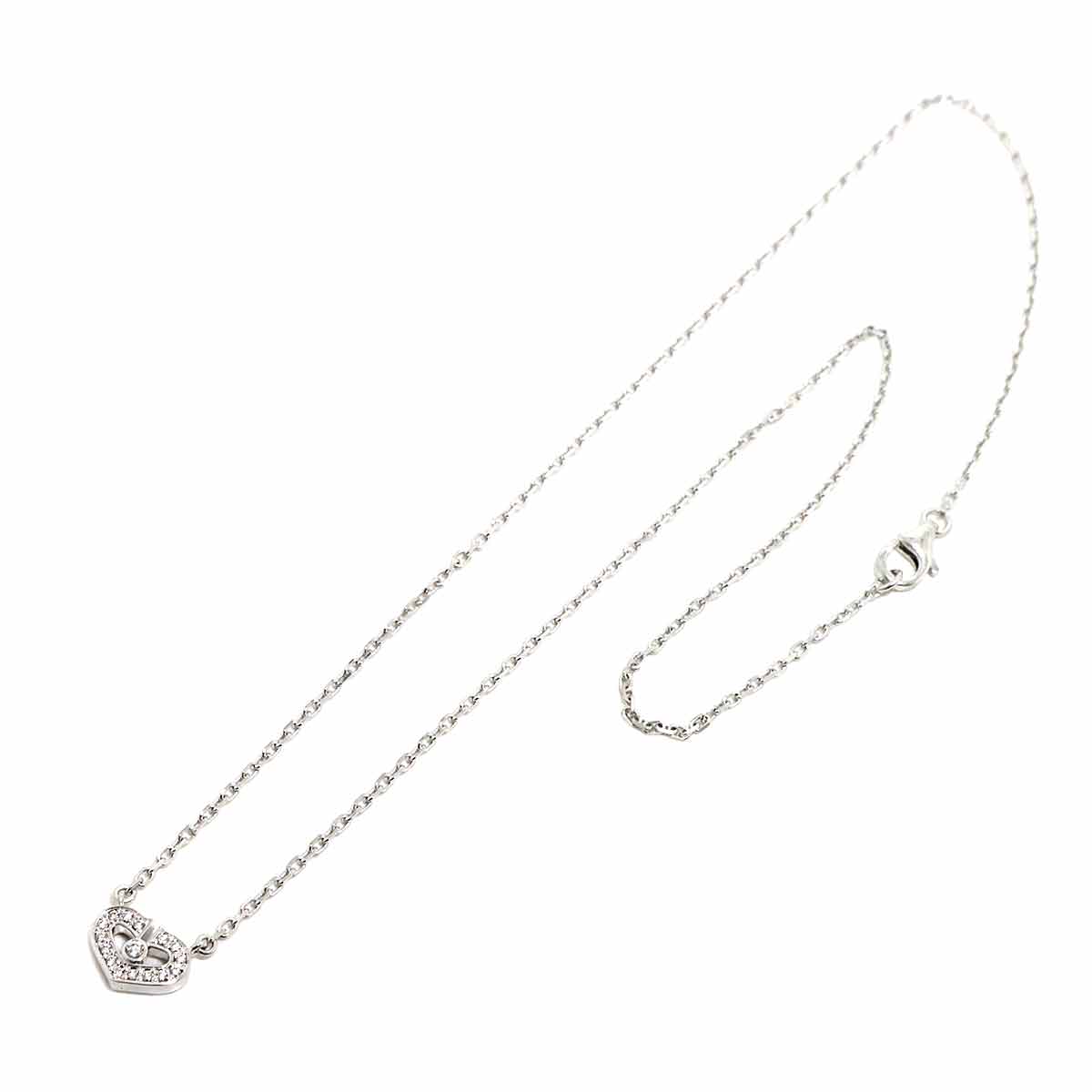 C Heart Diamond Necklace 18K White Gold 750