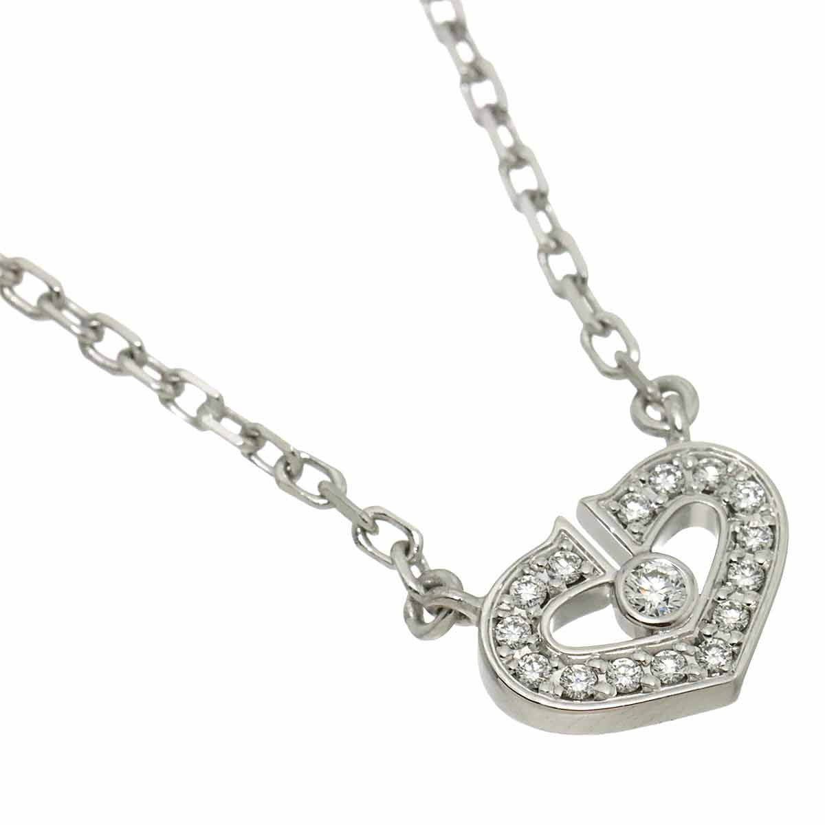 C Heart Diamond Necklace 18K White Gold 750