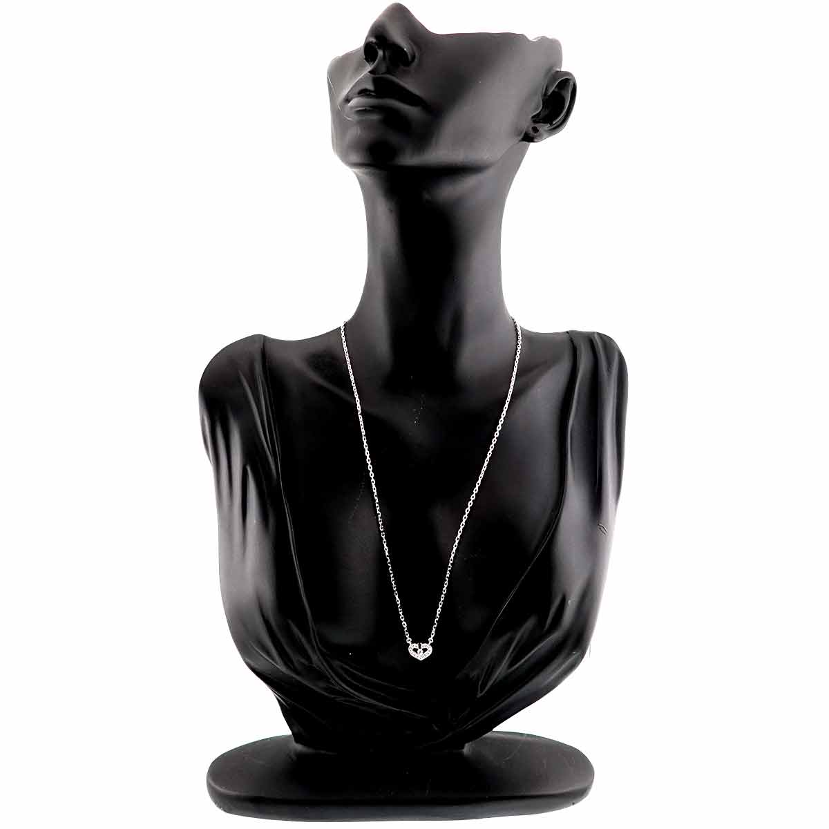 C Heart Diamond Necklace 18K White Gold 750