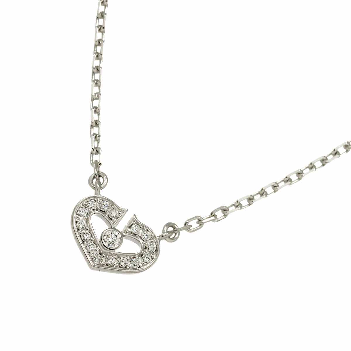 C Heart Diamond Necklace 18K White Gold 750