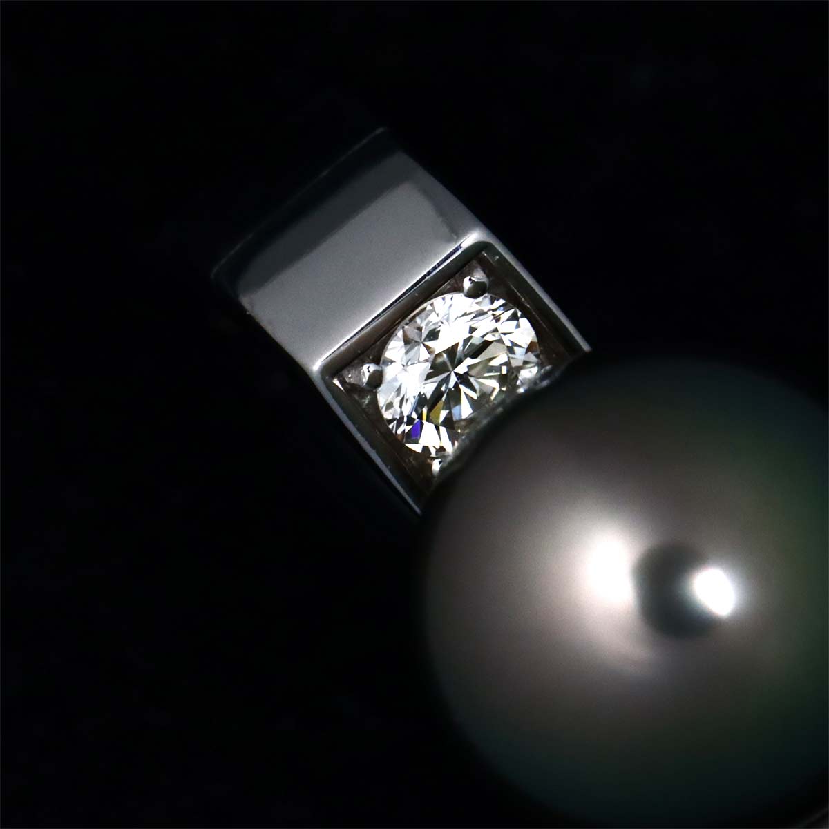 South Sea pearl 9.0mm Diamond 0.10ct Ring 18K WG 5.5-5.75(US)