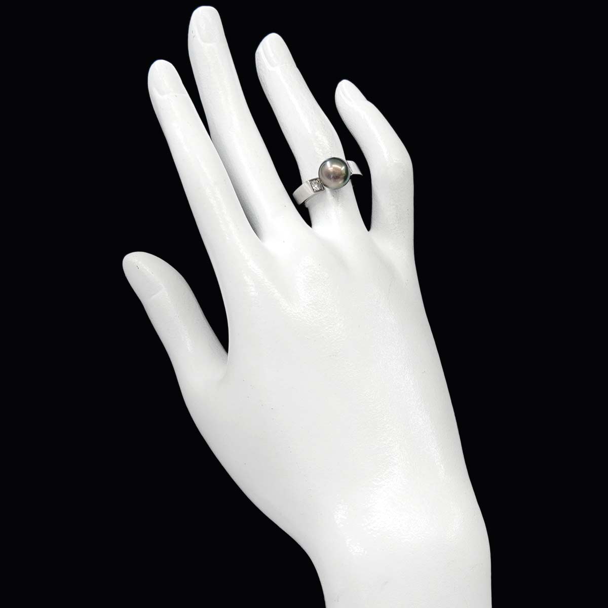 South Sea pearl 9.0mm Diamond 0.10ct Ring 18K WG 5.5-5.75(US)