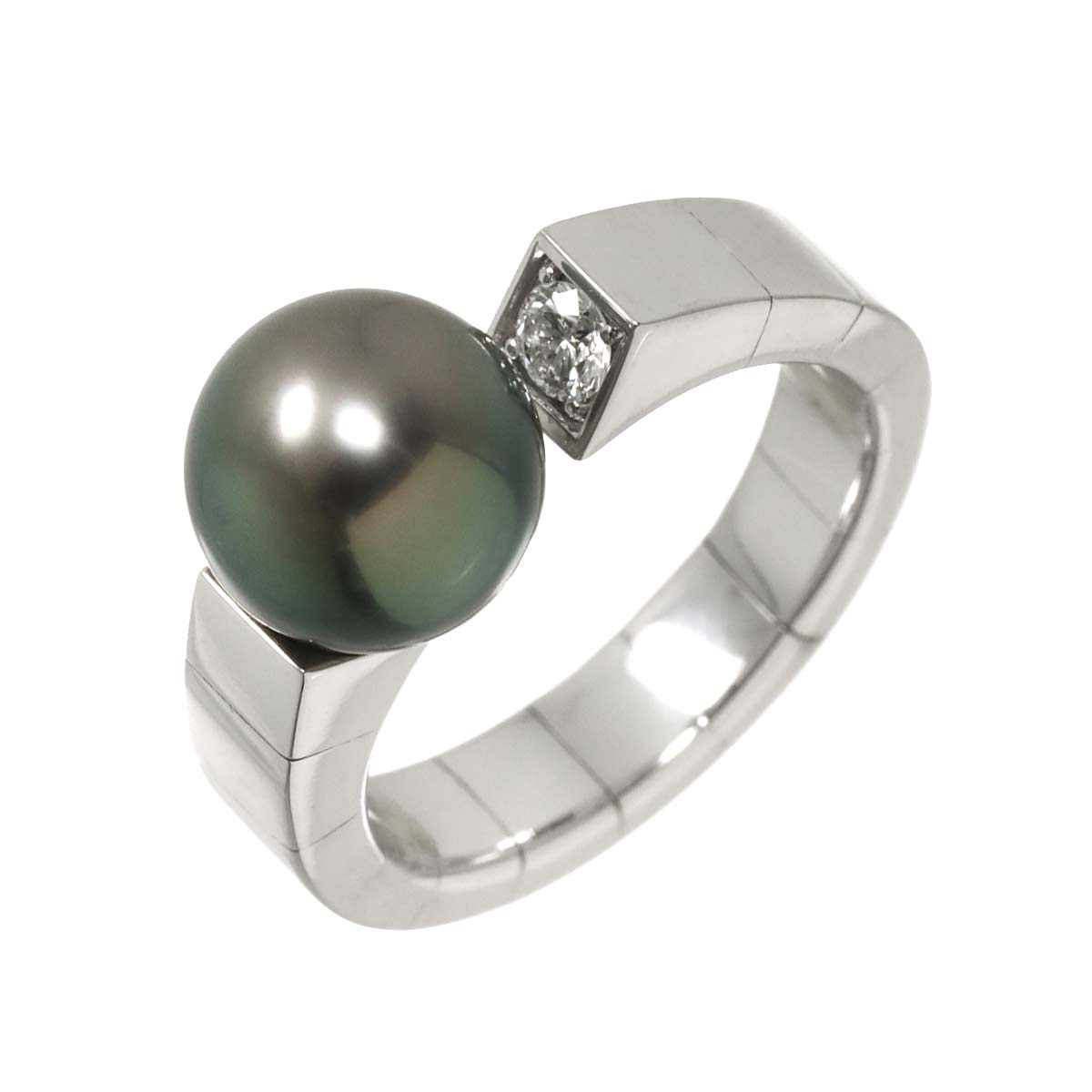 South Sea pearl 9.0mm Diamond 0.10ct Ring 18K WG 5.5-5.75(US)