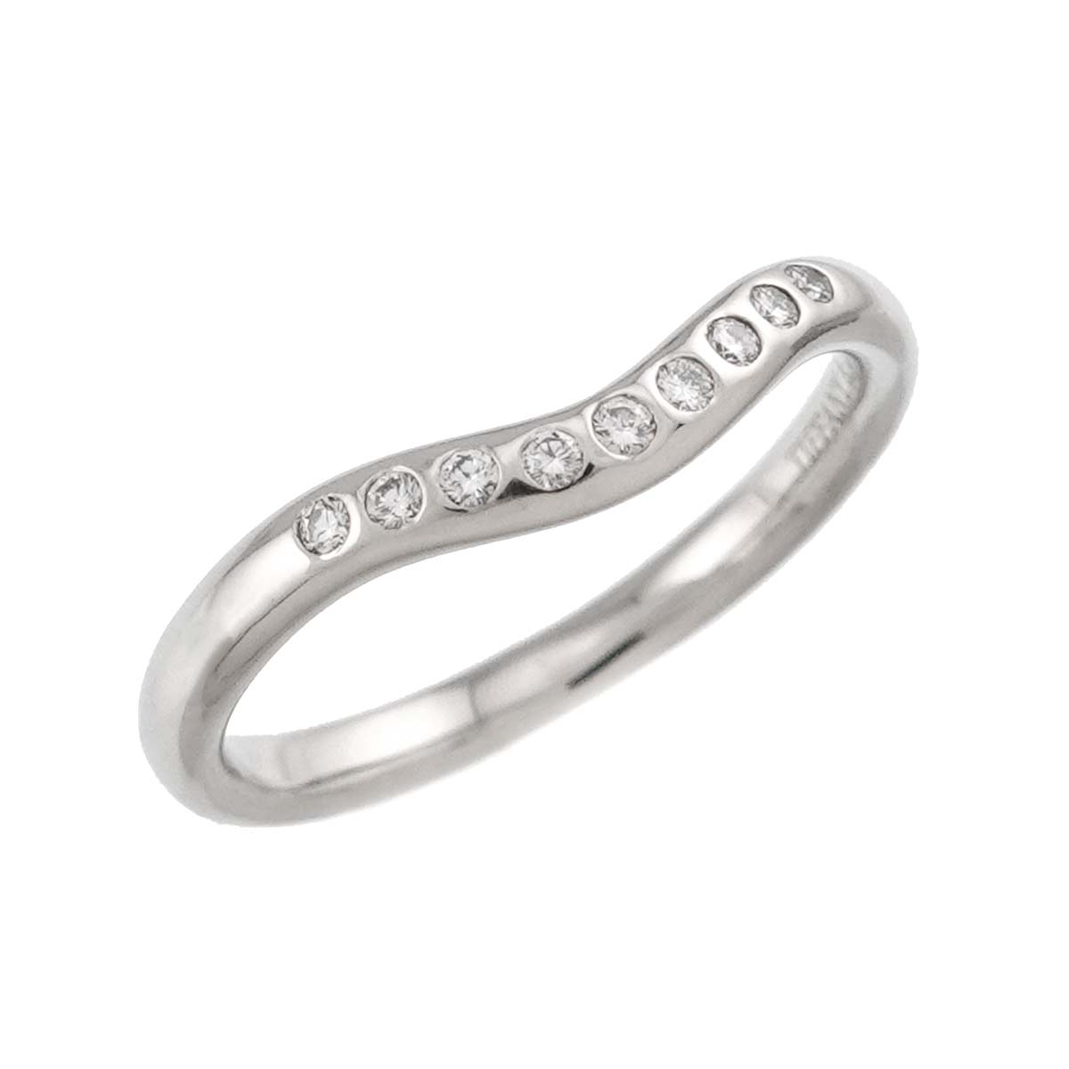 Curved Band Diamond Ring Platinum size4.5(US)