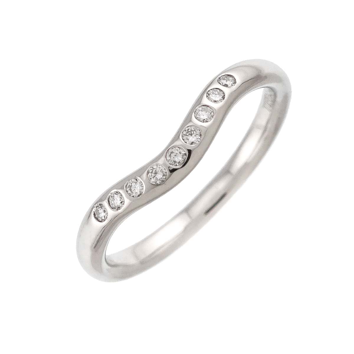 Curved Band Diamond Ring Platinum size4.5(US)