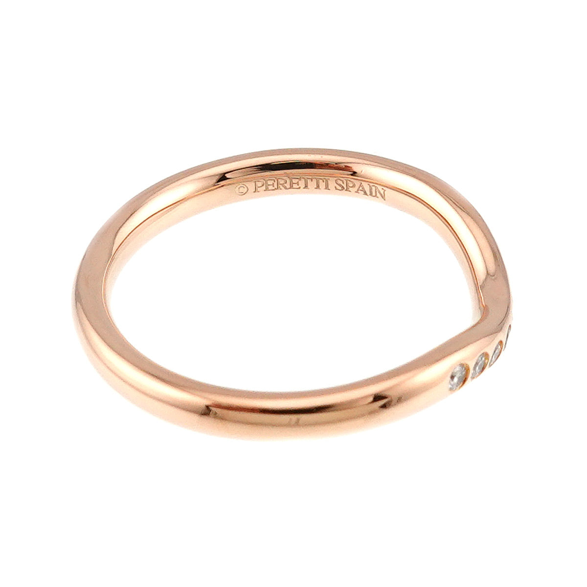 Curved Band Diamond Ring 18K PG 750 Size4.5(US)