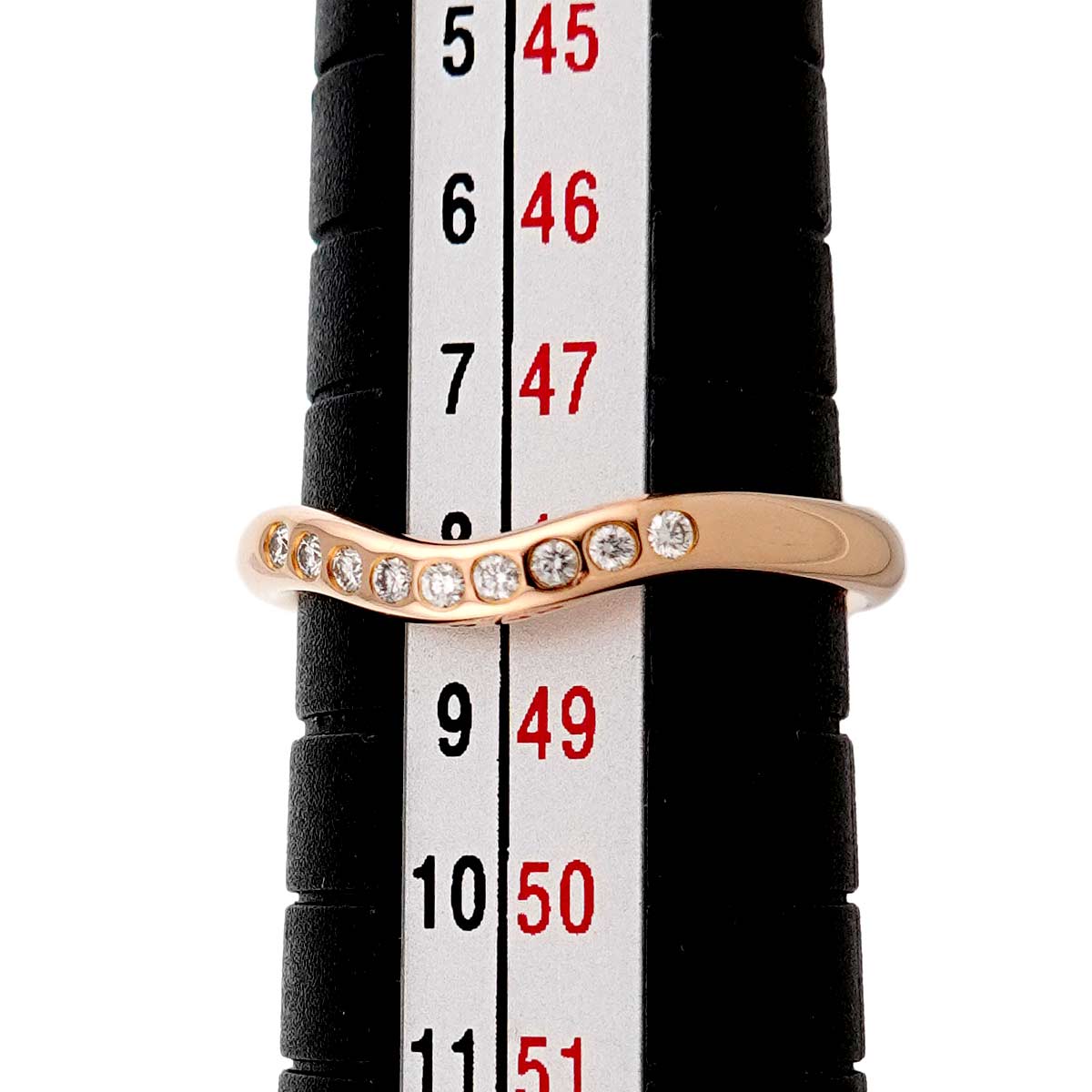 Curved Band Diamond Ring 18K PG 750 Size4.5(US)