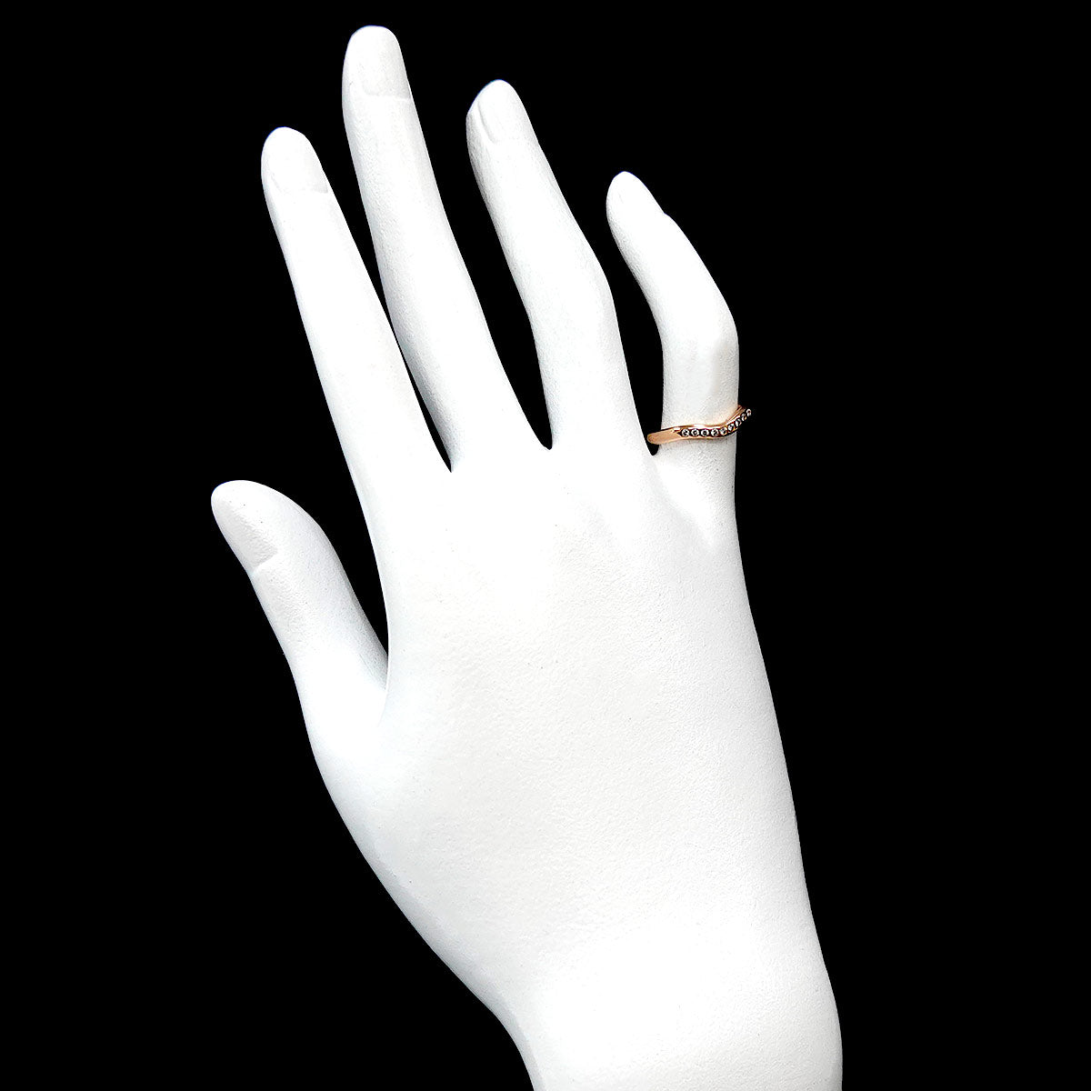 Curved Band Diamond Ring 18K PG 750 Size4.5(US)