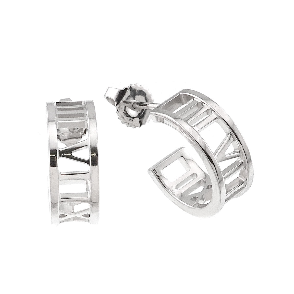 Atlas Open Foop Earrings Pierced 18K White Gold 750