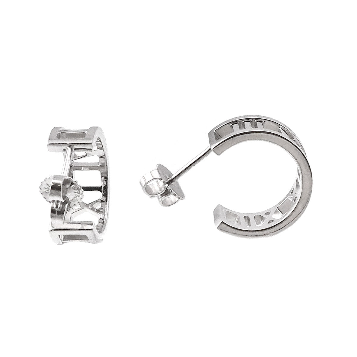 Atlas Open Foop Earrings Pierced 18K White Gold 750
