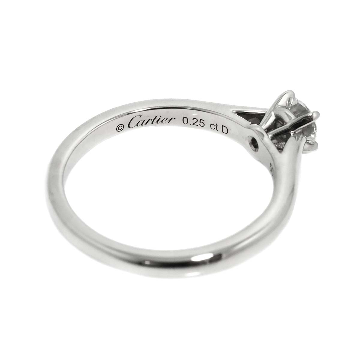 Solitaire Diamond 0.25ct D/VS2/EX Ring Pt Size50 5.25(US)