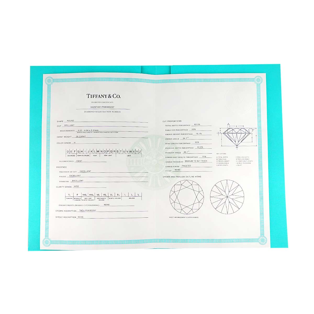 Diamond 0.25ct H/VVS2/3EX Ring Pt Platinum Size6(US)