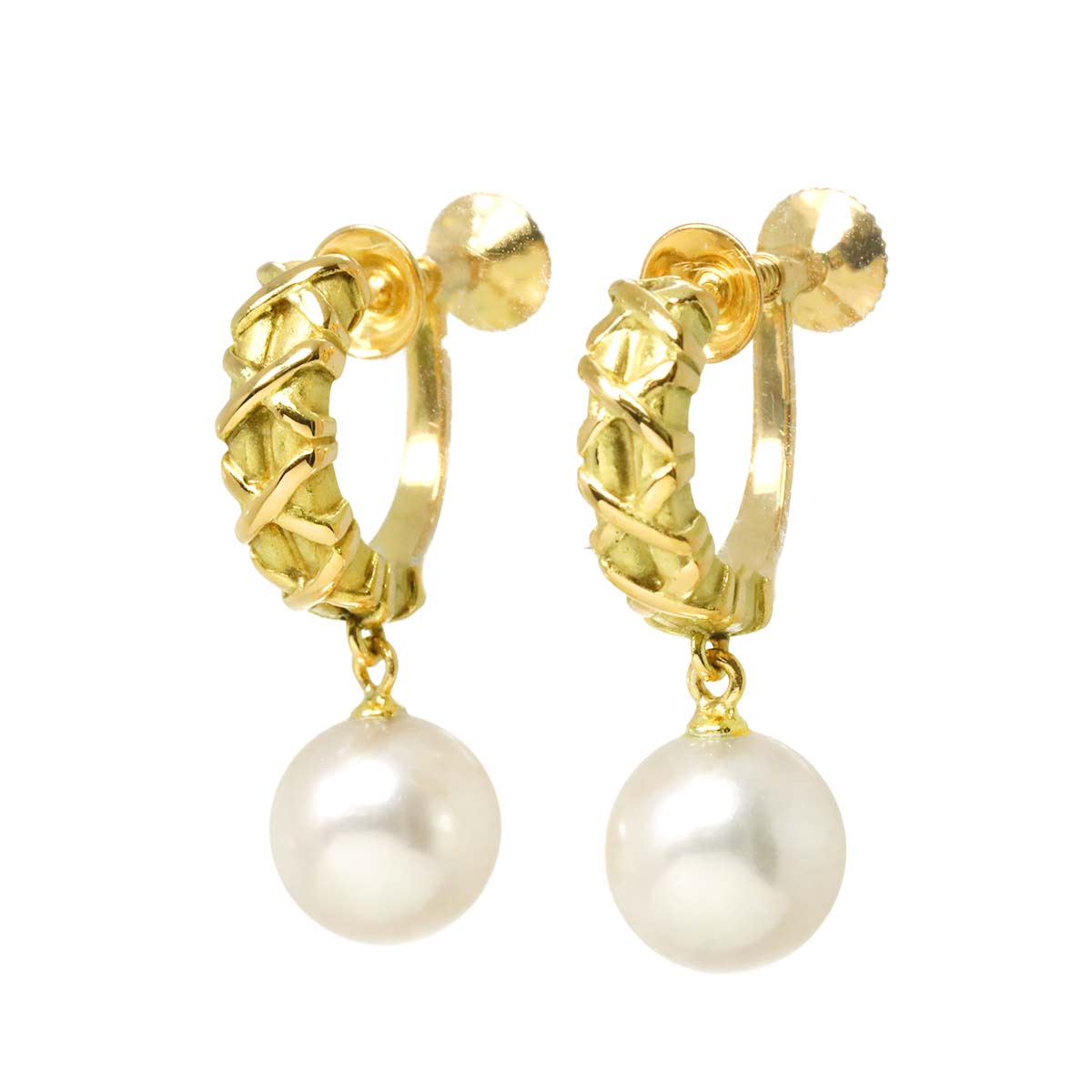 Akoya Pearl 8.2-8.0mm Earrings 18K YG 750