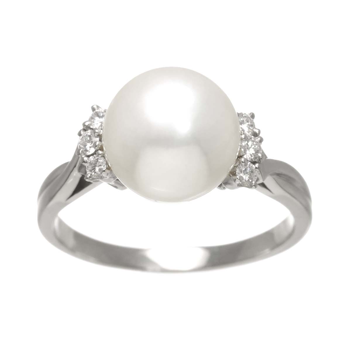 Akoya Pearl 9.3mm Diamond Ring Platinum size6(US)