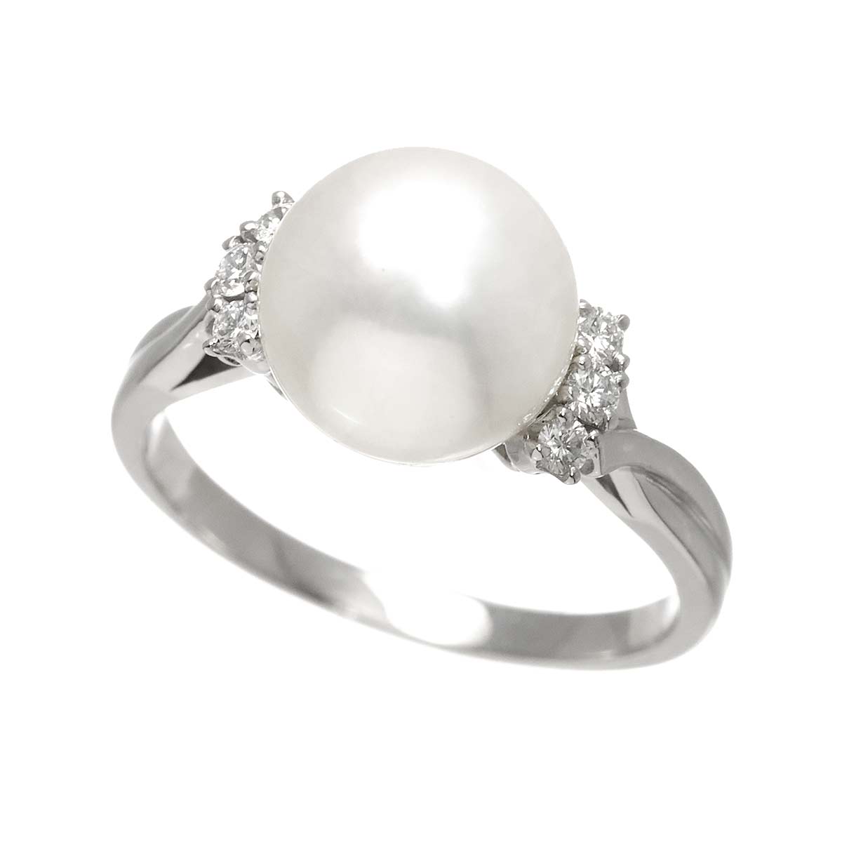 Akoya Pearl 9.3mm Diamond Ring Platinum size6(US)
