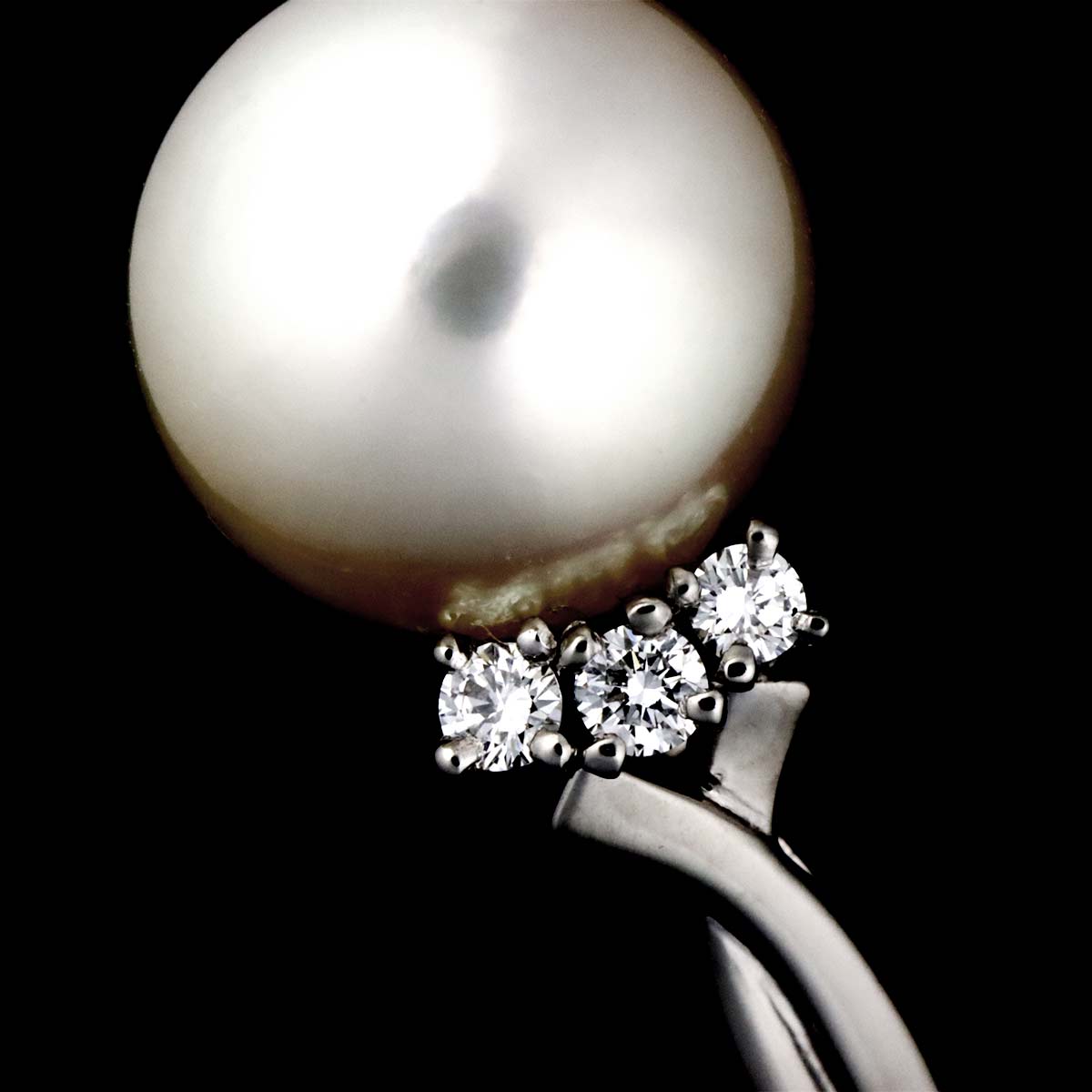 Akoya Pearl 9.3mm Diamond Ring Platinum size6(US)