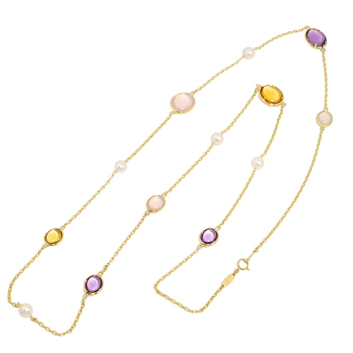 Akoya Pearl Multi Stone Necklace 18K YG 750