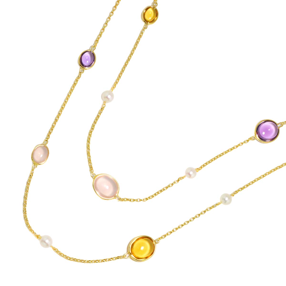 Akoya Pearl Multi Stone Necklace 18K YG 750