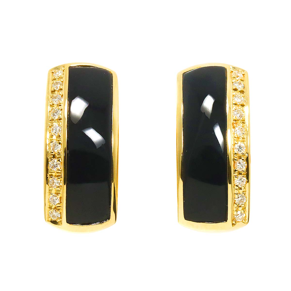 Diamond 0.09/0.09ct Onyx Earrings Clip on 18K YG 750