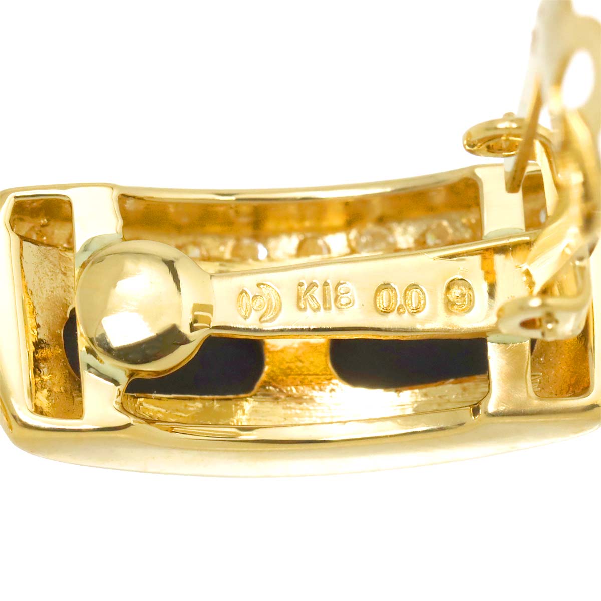 Diamond 0.09/0.09ct Onyx Earrings Clip on 18K YG 750