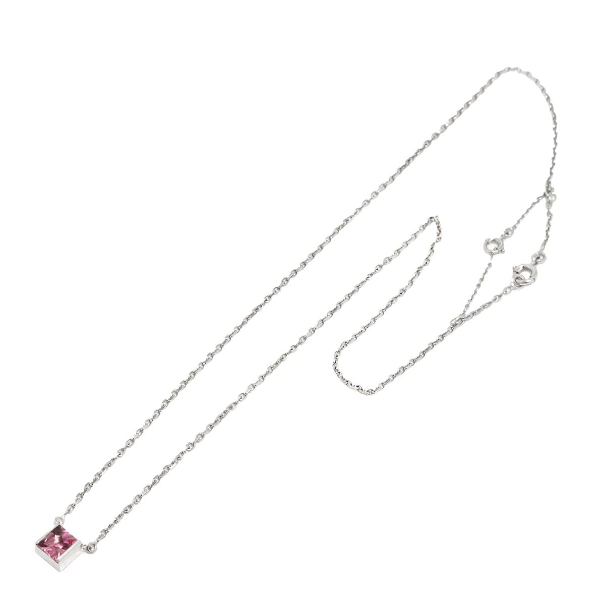Tank Pink Tourmaline Necklace 18K White Gold 750