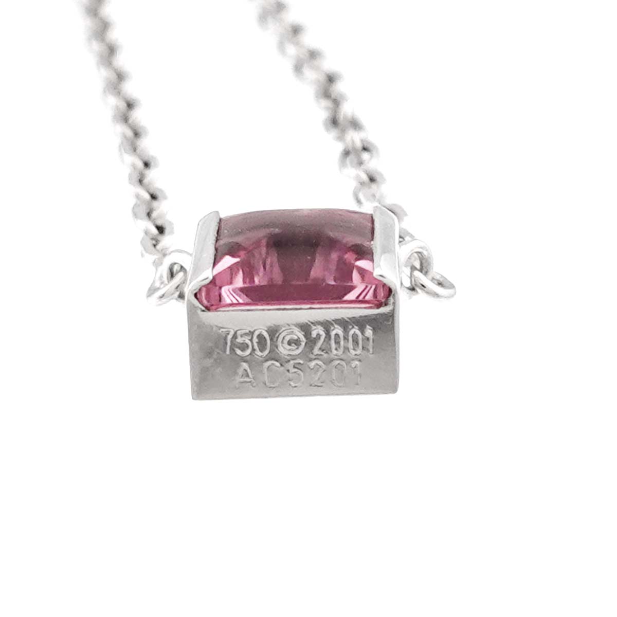 Tank Pink Tourmaline Necklace 18K White Gold 750