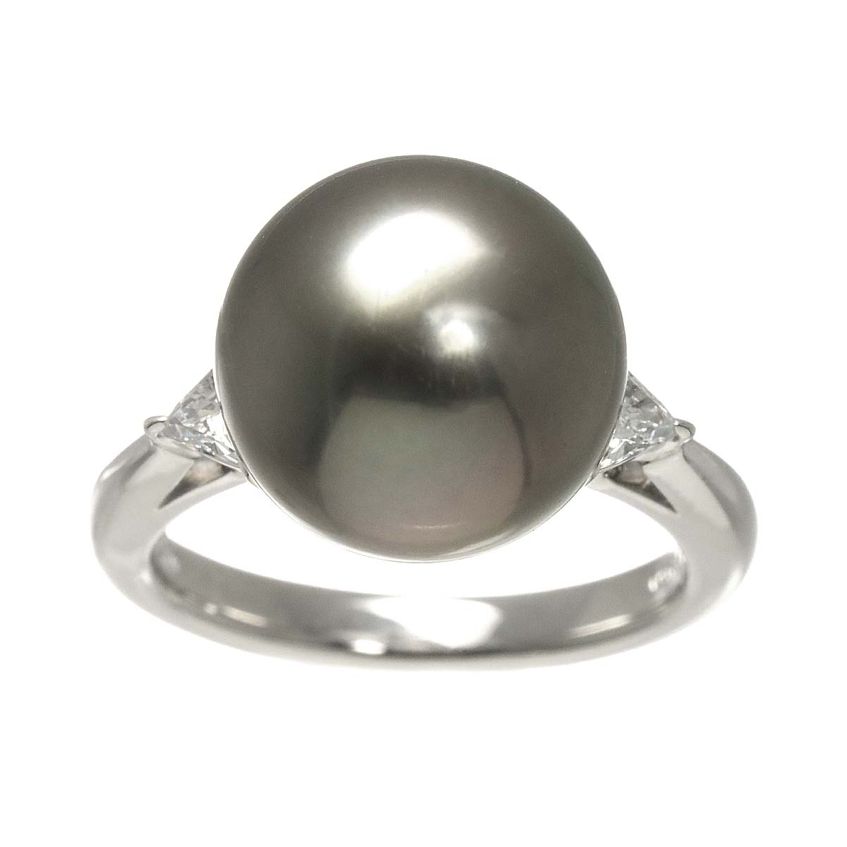 Black Pearl 12.5mm Diamond 0.37ct Ring Platinum size6.25-6.5(US)