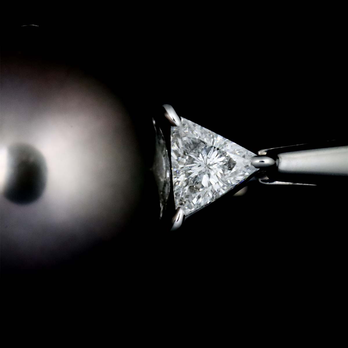 Black Pearl 12.5mm Diamond 0.37ct Ring Platinum size6.25-6.5(US)