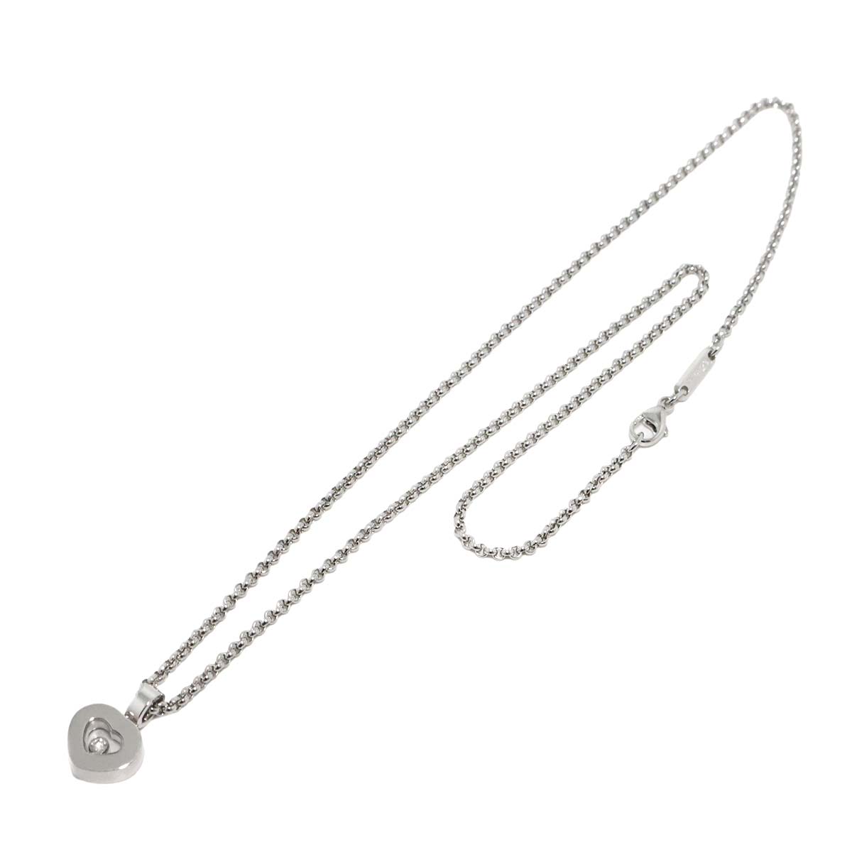 Happy Diamond Heart Necklace 18K White Gold 750