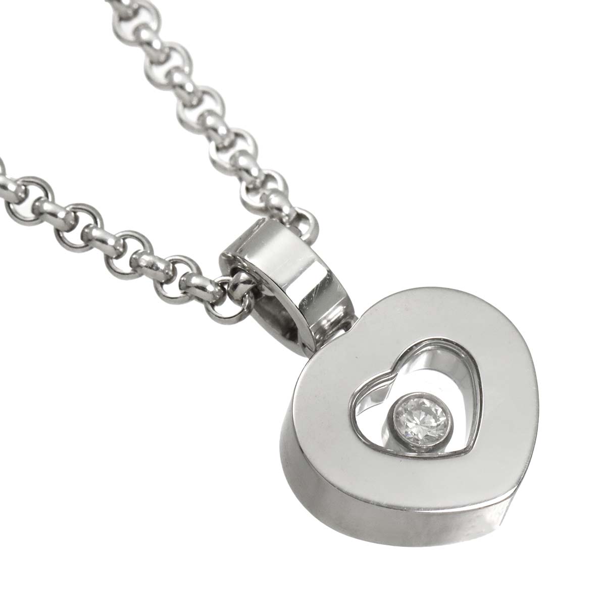 Happy Diamond Heart Necklace 18K White Gold 750