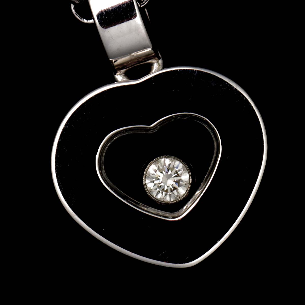 Happy Diamond Heart Necklace 18K White Gold 750