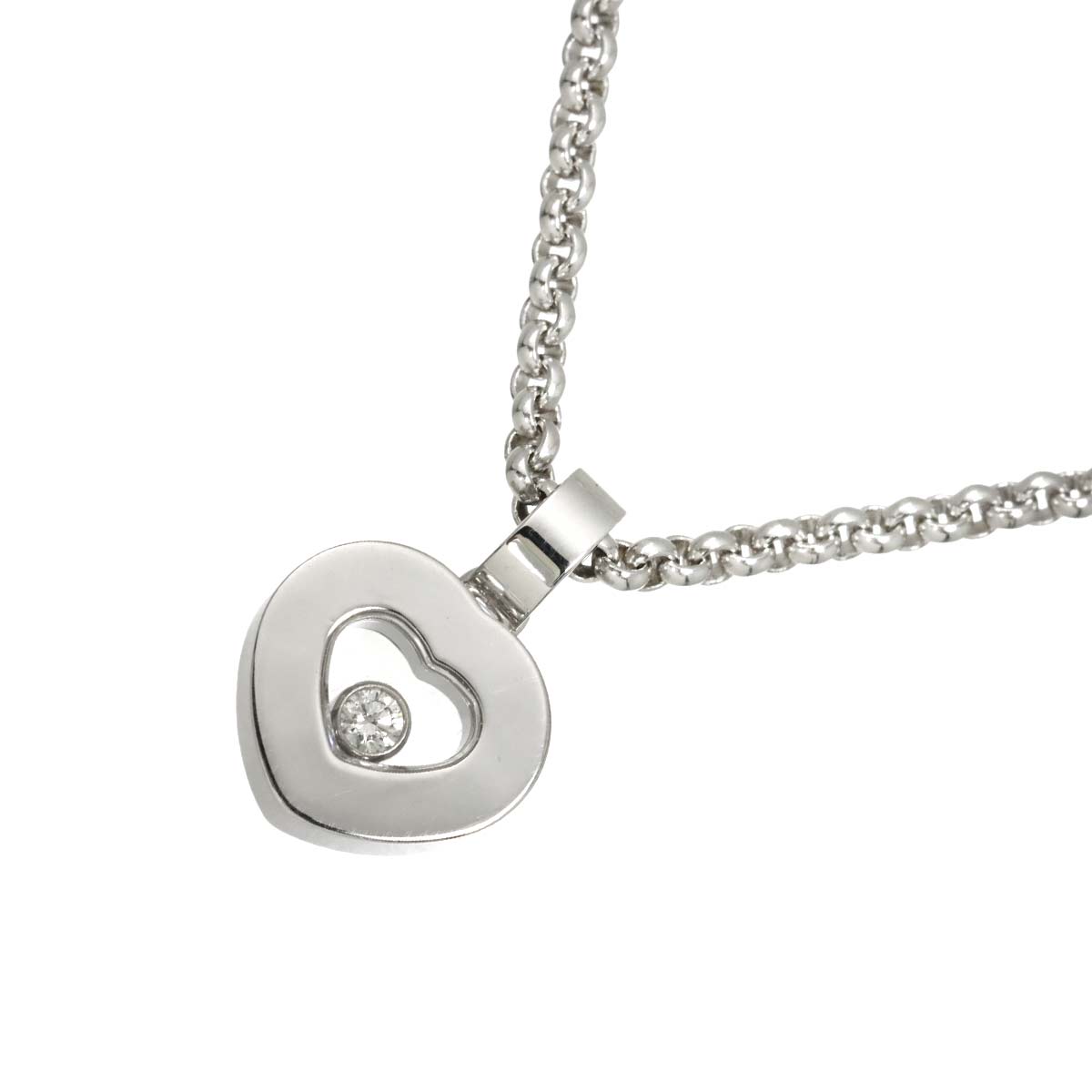 Happy Diamond Heart Necklace 18K White Gold 750