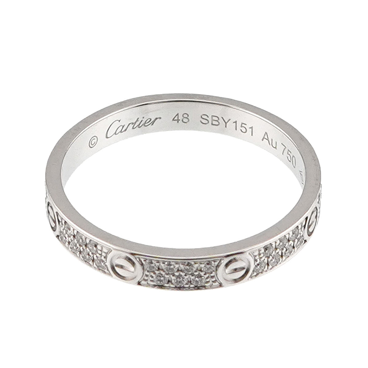 Mini Love Mini Ring Full Pave Diamond 18K WG 750 size48 4.5(US)