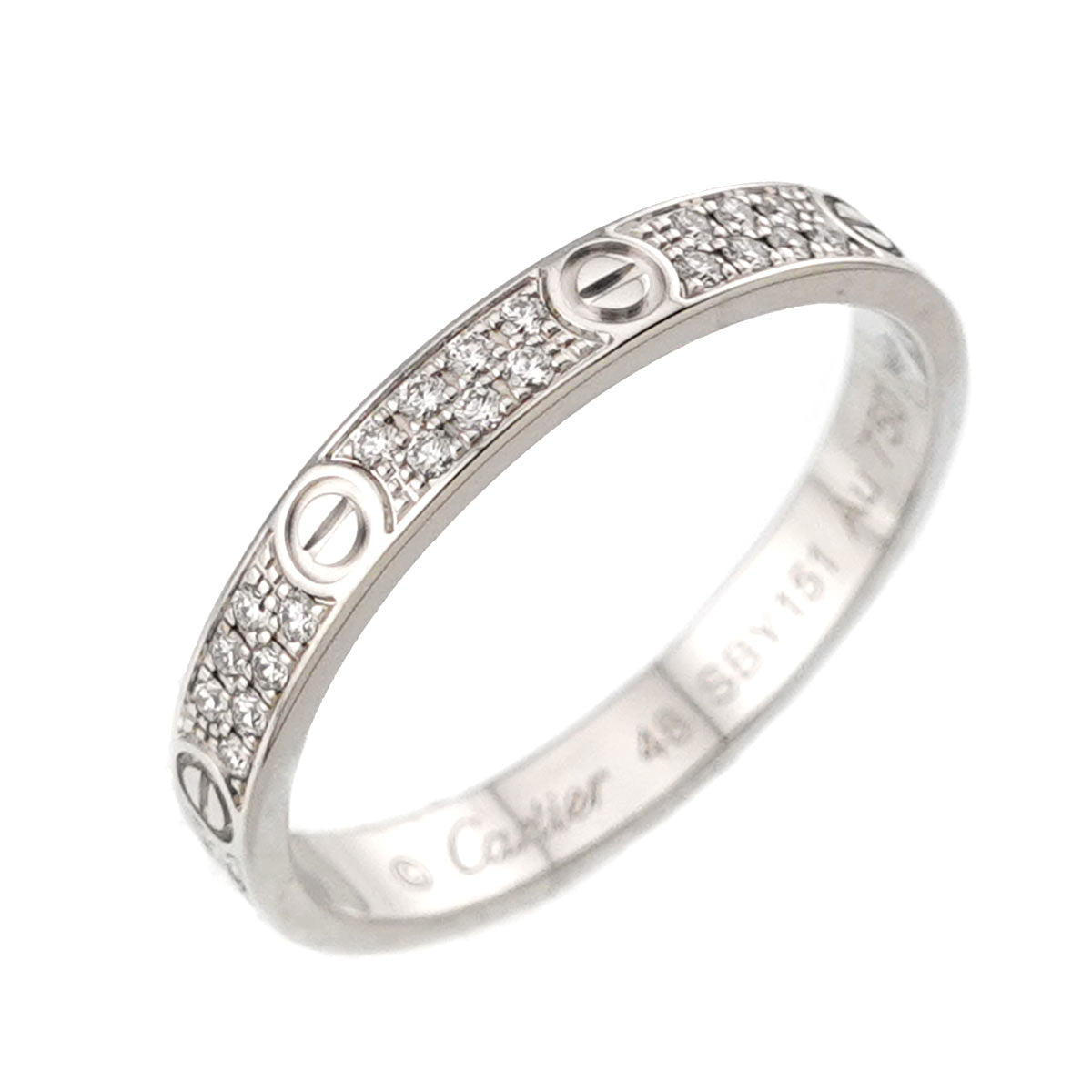 Mini Love Mini Ring Full Pave Diamond 18K WG 750 size48 4.5(US)