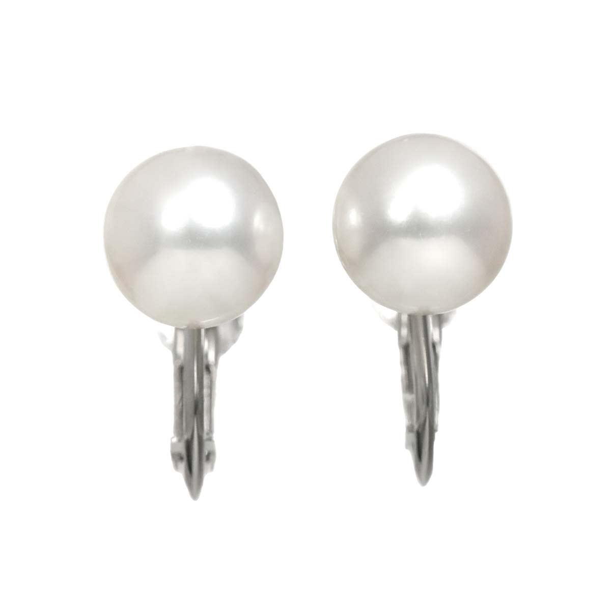 Akoya Pearl 8.2mm Earrings Clip on 18K WG White Gold 750