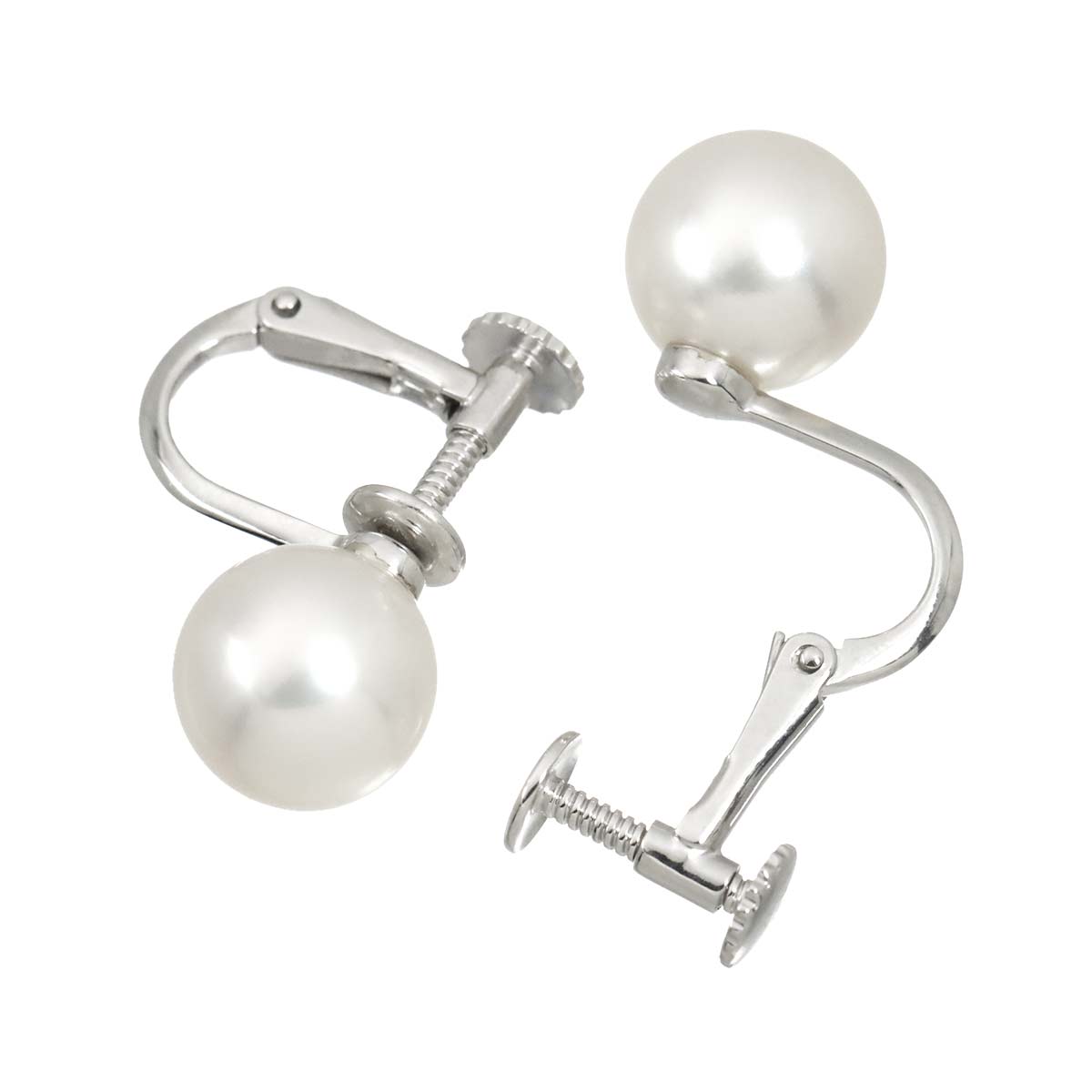 Akoya Pearl 8.2mm Earrings Clip on 18K WG White Gold 750