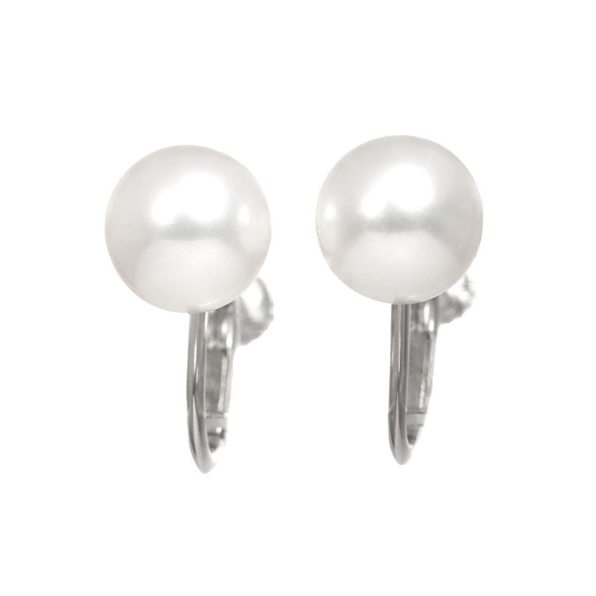 Akoya Pearl 8.2mm Earrings Clip on 18K WG White Gold 750