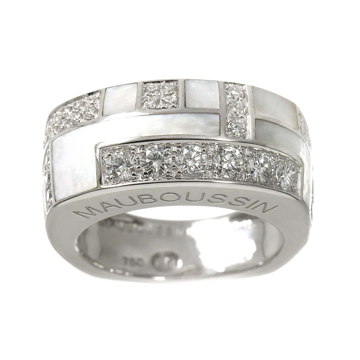 Diamond MOP Ring 18K WG 750 size6(US)