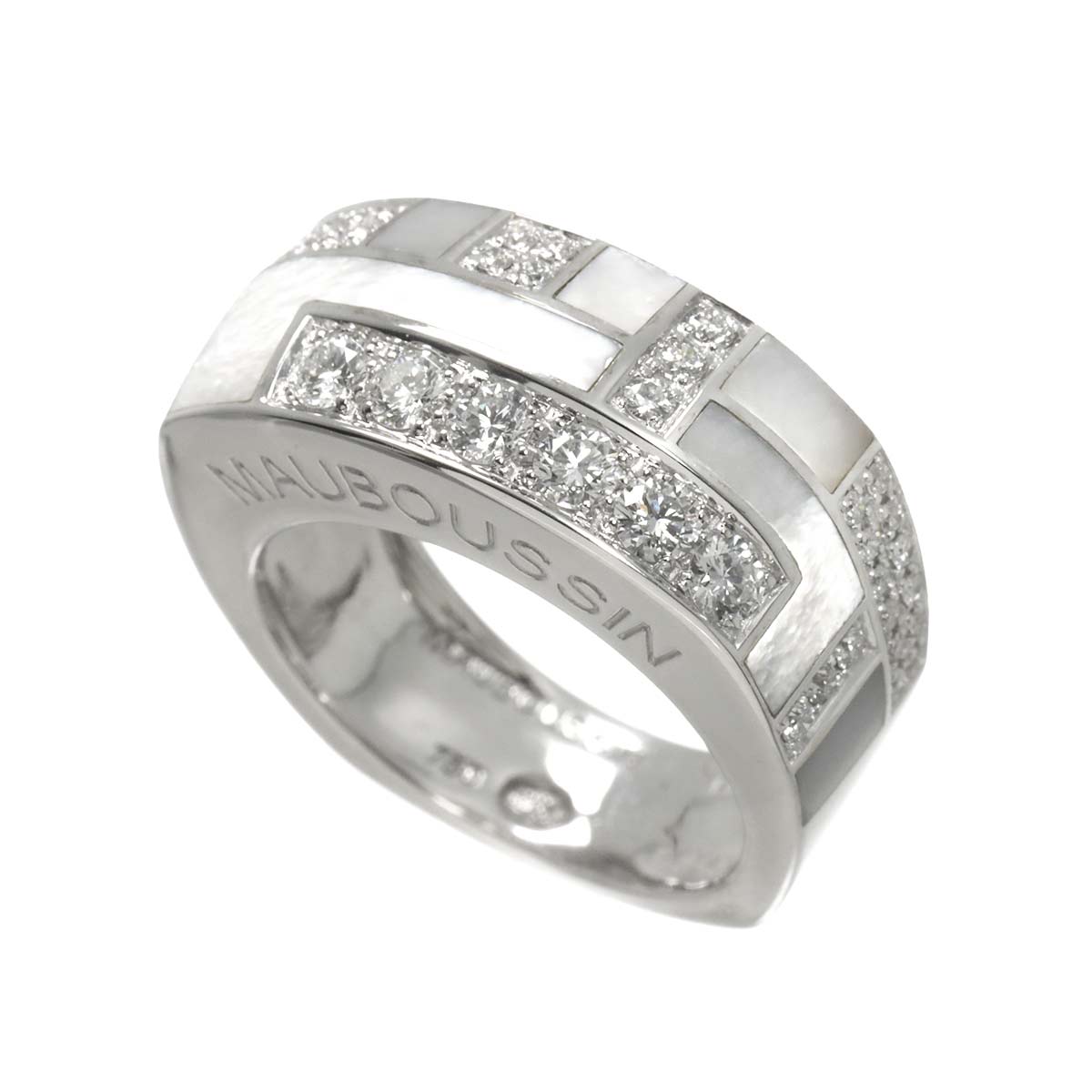Diamond MOP Ring 18K WG 750 size6(US)