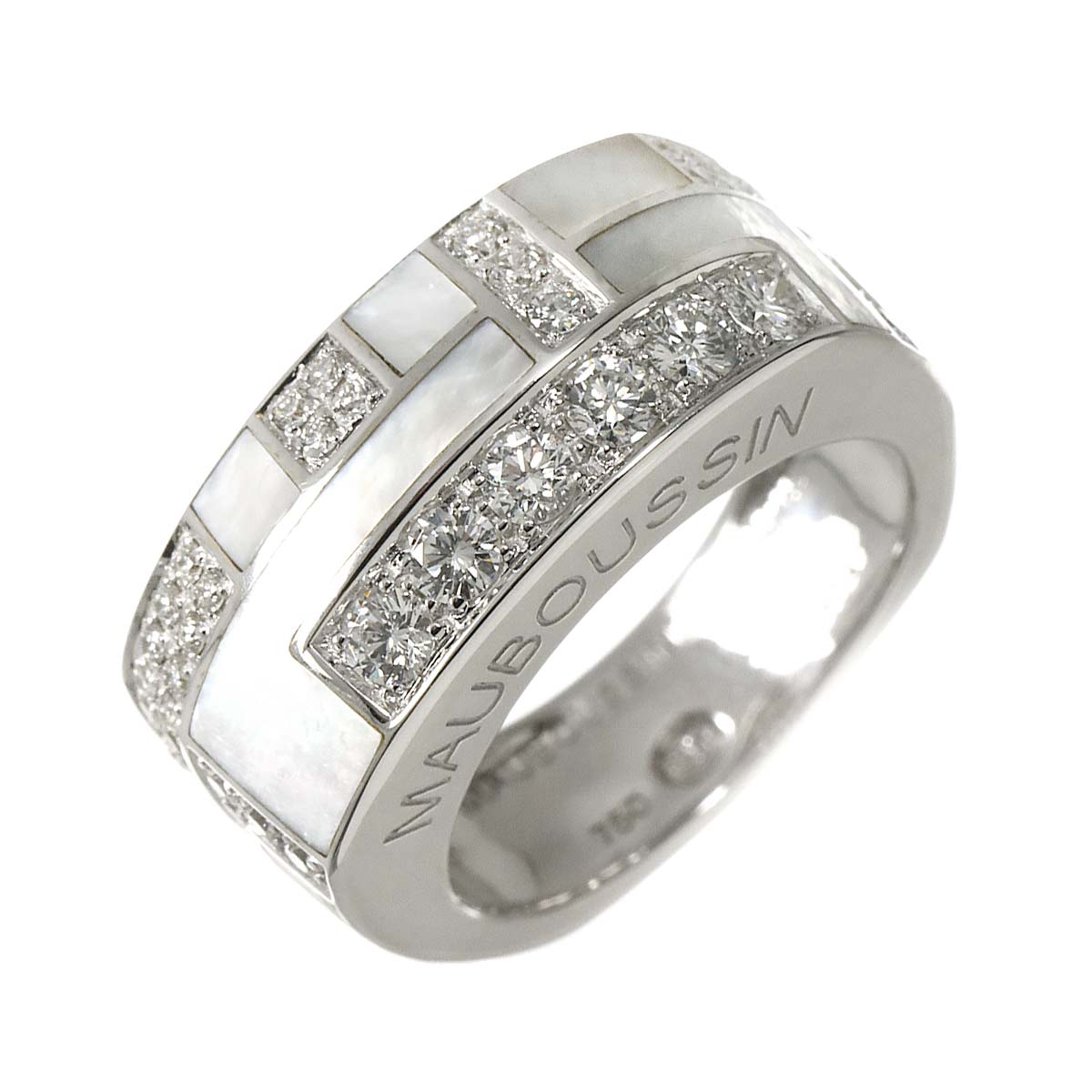 Diamond MOP Ring 18K WG 750 size6(US)