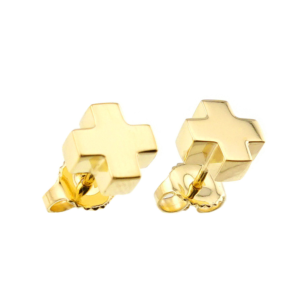 Roman Cross Earrings Pierced 18K Yellow Gold 750