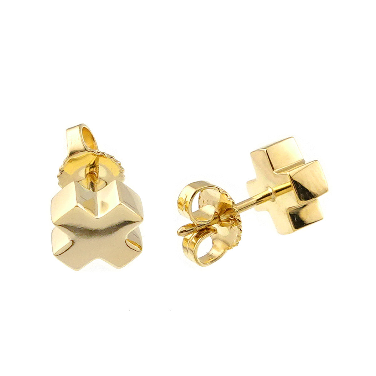Roman Cross Earrings Pierced 18K Yellow Gold 750
